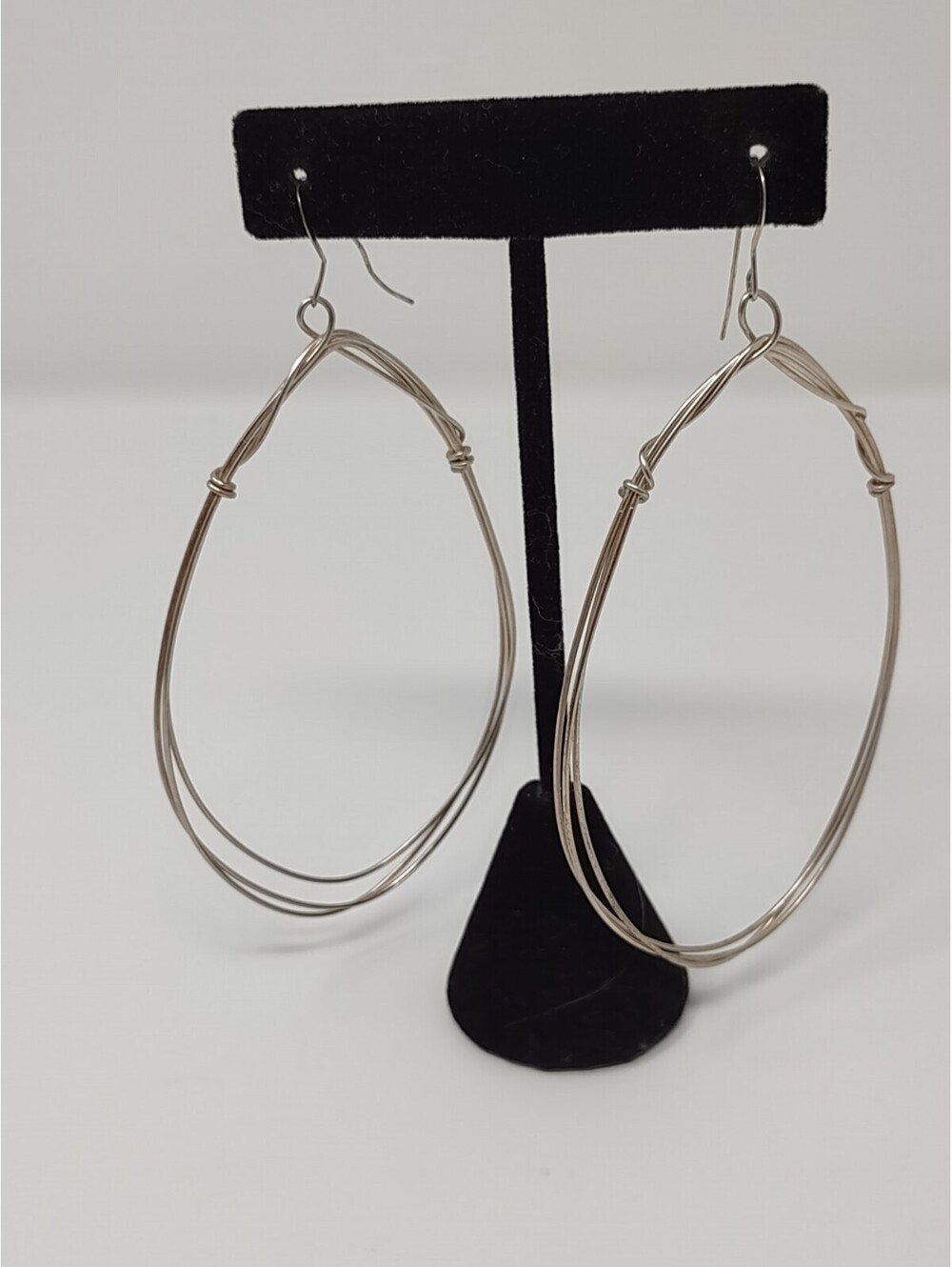 Sterling Silver Triple Wire Teardrop Dangle Earrings 925